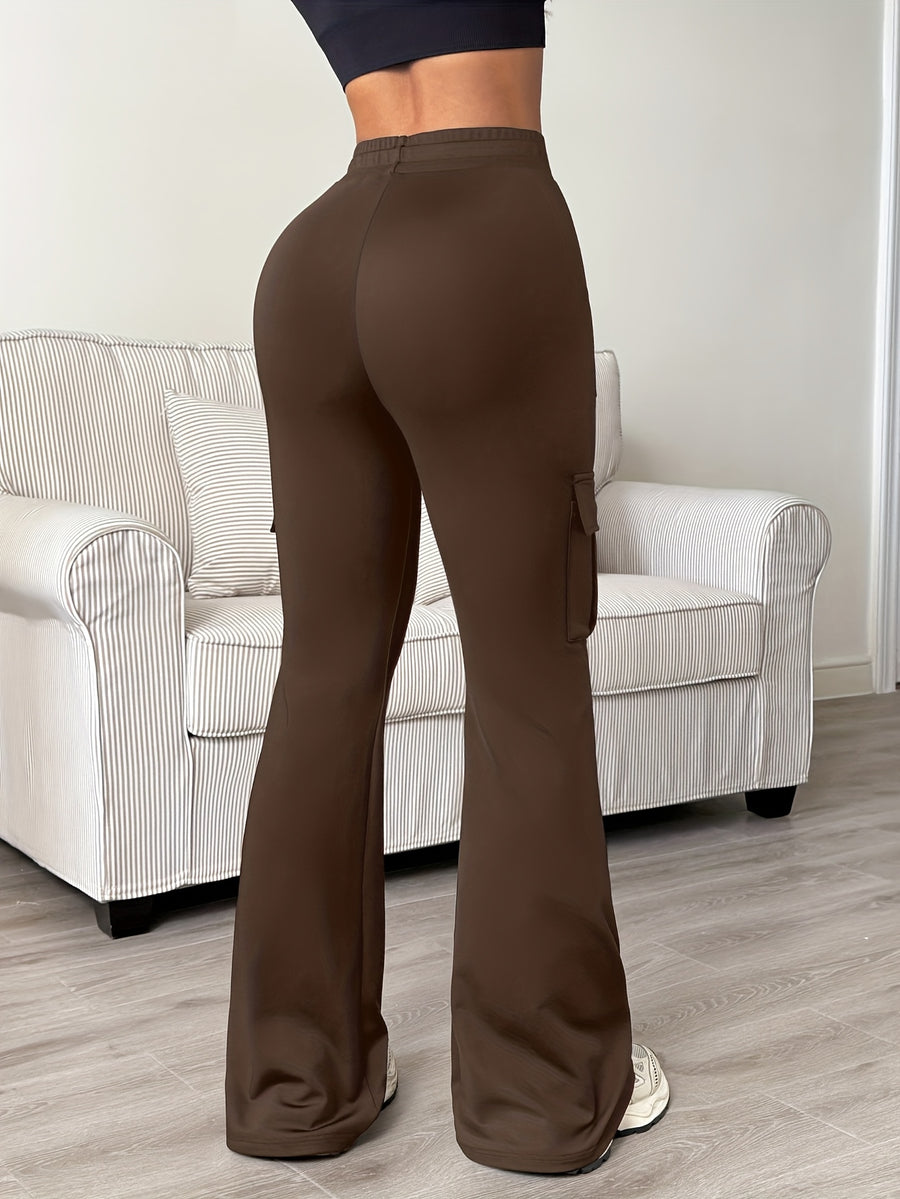 Women's Athletic Cargo Jogger Pants with Multi-Functional Cargo Pocket & Slim-Fit Ankle Design - All-Season Workout Running Gym Pants with Drawstring Waist & Lightweight Stretch Fabric (Machine Washable) for Casual Outdoor Wear - Women's Sportswear - Dark Brown