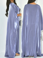 Middle Eastern Elegant Shimmer One Size Robe 8336-8 - Bright Steel Blue