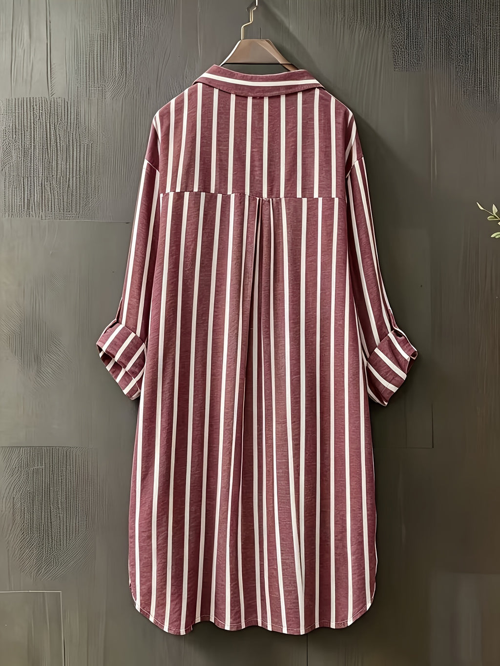 Targeted Development Women'S Long Sleeve Casual Striped Shirt, Suitable for Spring And Autumn - Red And White