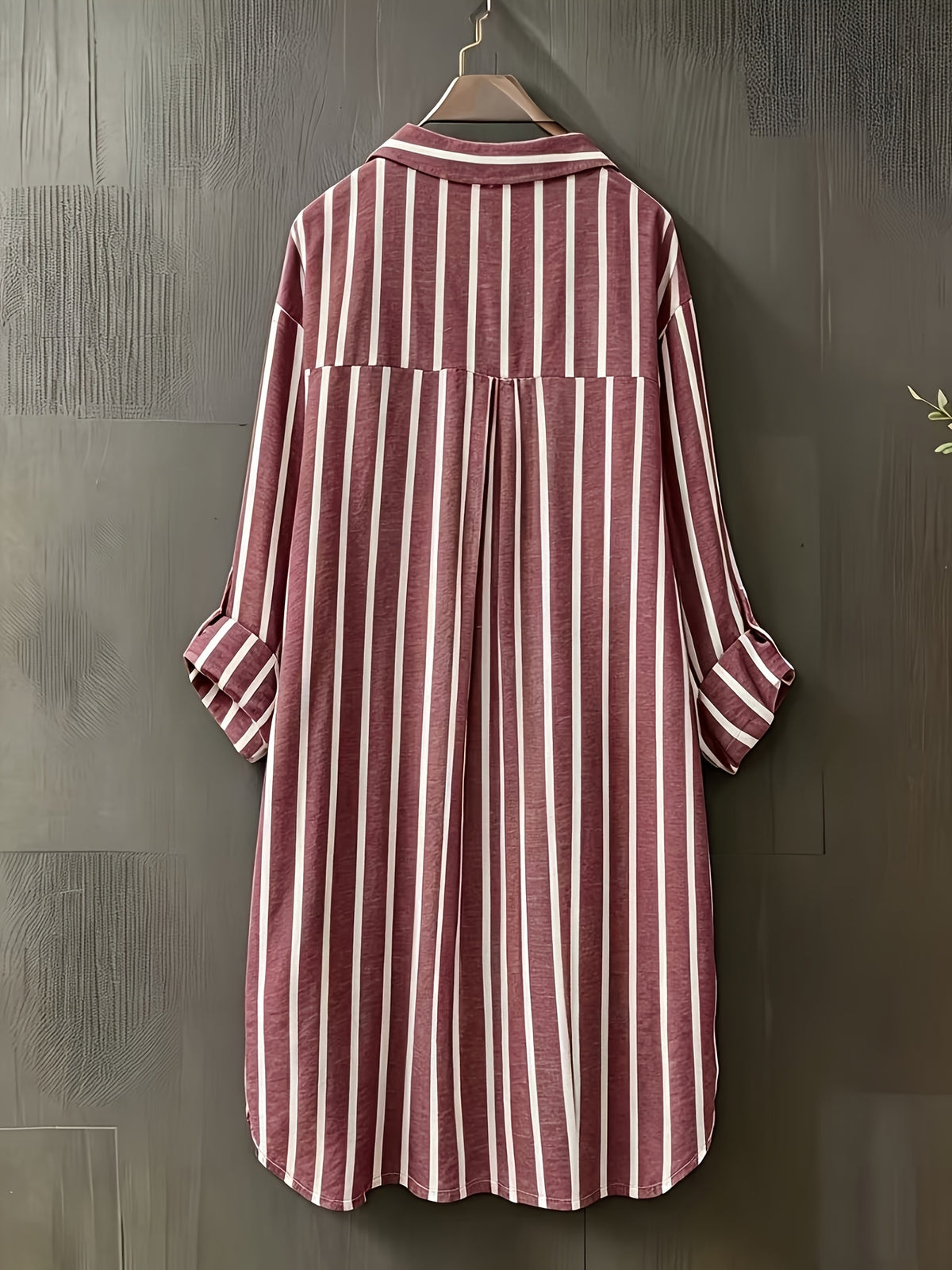 Targeted Development Women'S Long Sleeve Casual Striped Shirt, Suitable for Spring And Autumn - Red And White