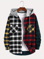 Men's Exquisite Gift: New College Style Trendy Hooded Cardigan with Contrast Color Multi-Patch Drawstring Pocket Design - Space Gray