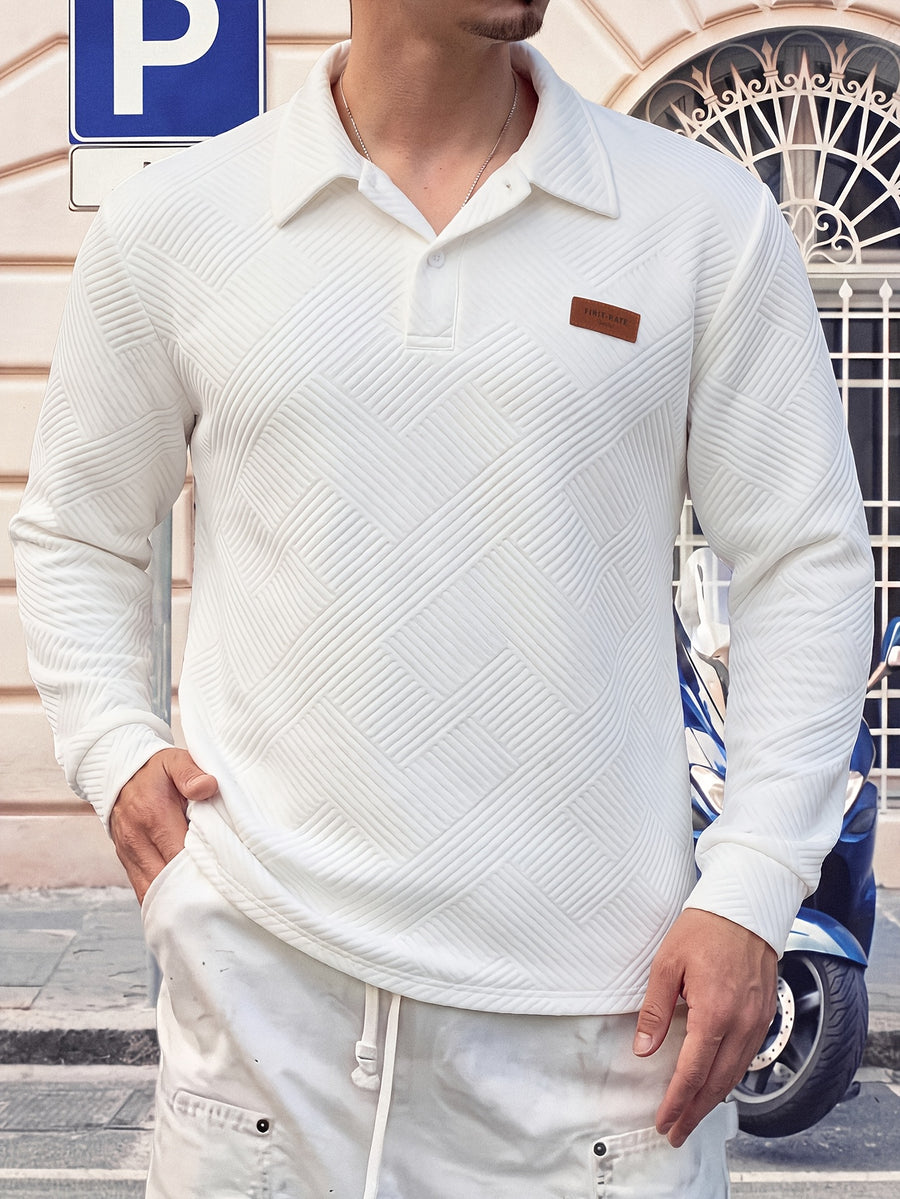 Pring/Autumn New Men's POIO Shirt Fashionable And Atmospheric Casual Knit Jacquard T-Shirt Men's Clothing - White