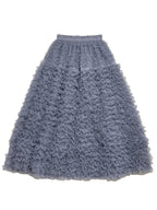 Korean-style Design-inspired Heavy-duty High-end Gray Long Multi-layered Mesh Flared Skirt, New Autumn/winter French-style Elegant Party Skirt, High-waisted Loose Beach Vacation Cake Skirt, Suitable for Daily Wear and Weddings - Advanced Gray