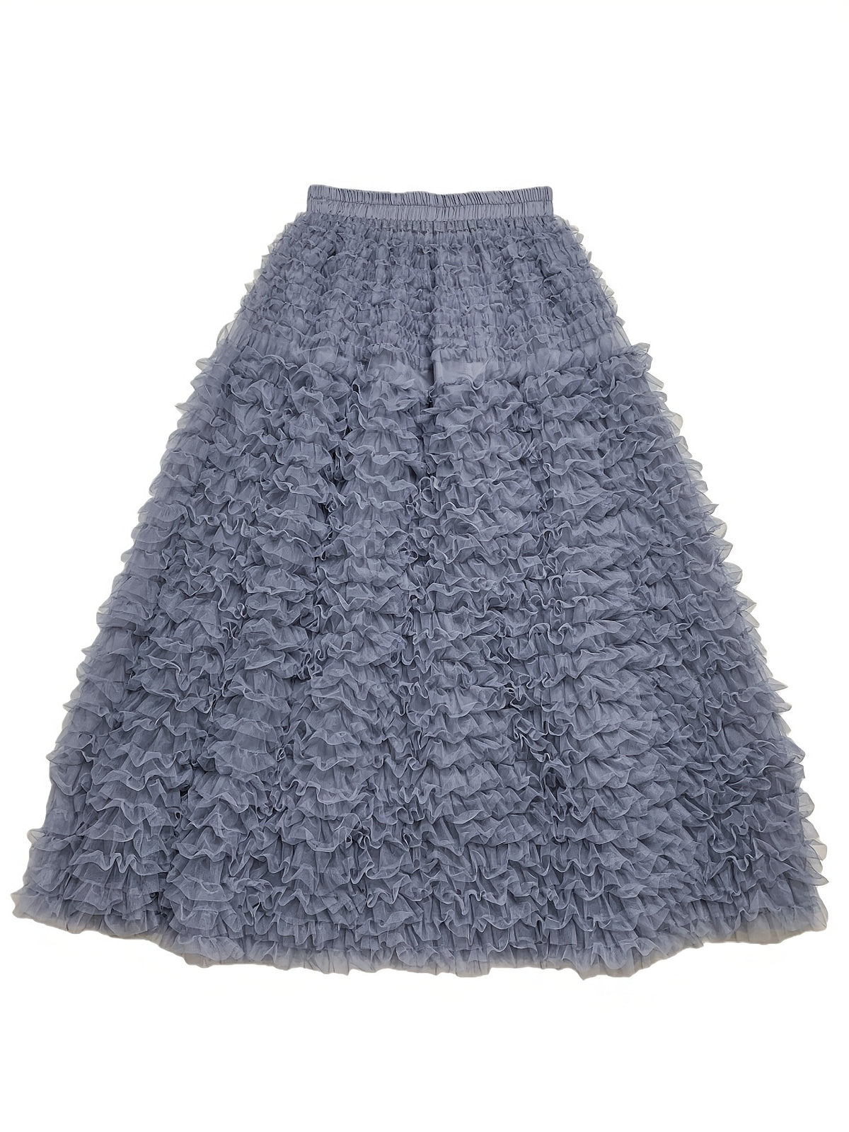 Korean-style Design-inspired Heavy-duty High-end Gray Long Multi-layered Mesh Flared Skirt, New Autumn/winter French-style Elegant Party Skirt, High-waisted Loose Beach Vacation Cake Skirt, Suitable for Daily Wear and Weddings - Advanced Gray
