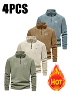 Men's Classic Timeless Henley Shirt, 4pcs Set, Durable Fabric Resistant to Pilling - Mint Green + Apricot + Slate Blue + Orange