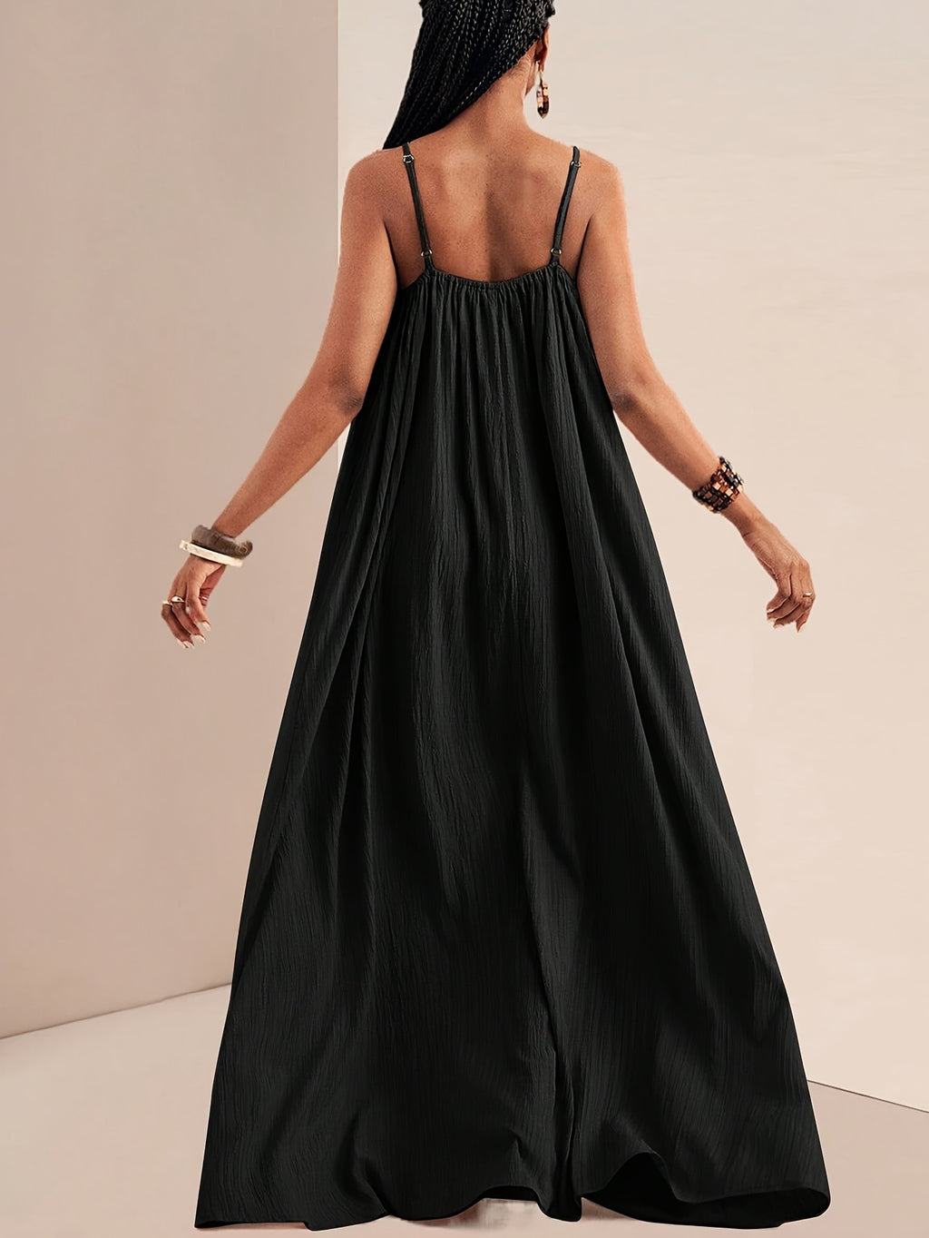 Women'S Solid Color Cami Dress - Black