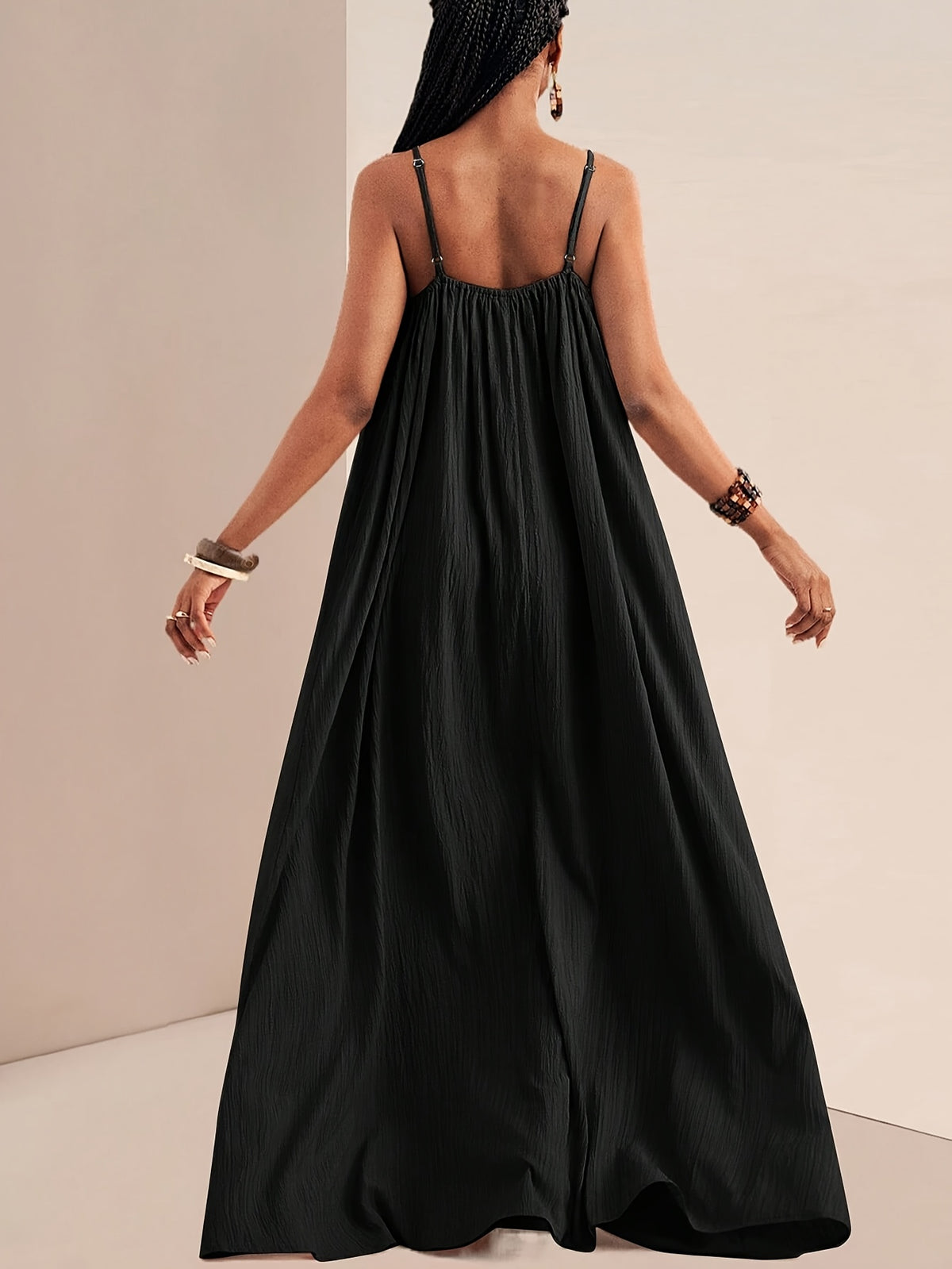 Women'S Solid Color Cami Dress - Black