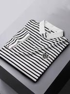 Men's POLO Shirt Short Sleeve T-Shirt Summer Striped Collared Lapel Fashion Streetwear Brand Cool Thin Casual Embroidered Top - White