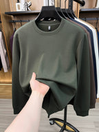 Spring And Autumn High Quality Round Neck Long Sleeve Base Layer Versatile Casual Solid Color Men'S Sweater, Home Casual Inner Wear Skin-Friendly Warm Multi-Color Available Men'S Top, Durable Comfortable Pullover LS3351 - Bamboo Forest Green