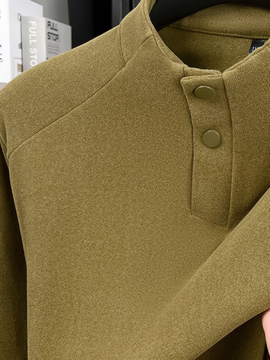 Men's Henley Neck Raglan Sleeve Velvet Long Sleeve Base Layer Shirt, Offers More Layering Than Regular Crew Neck or Half-Zip Collar Styles - SINBOS - Brown Golden