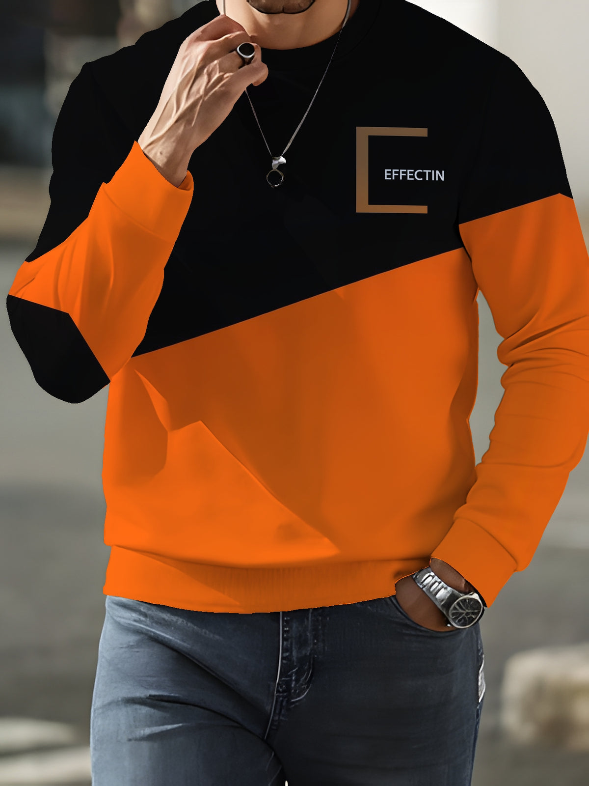 Men's Crew Neck Sweatshirt, Trendy Brand Fashion, Long Sleeve, Fall/Winter 2026, New Arrival, Premium Crew Neck Sweatshirt - Mixed colors