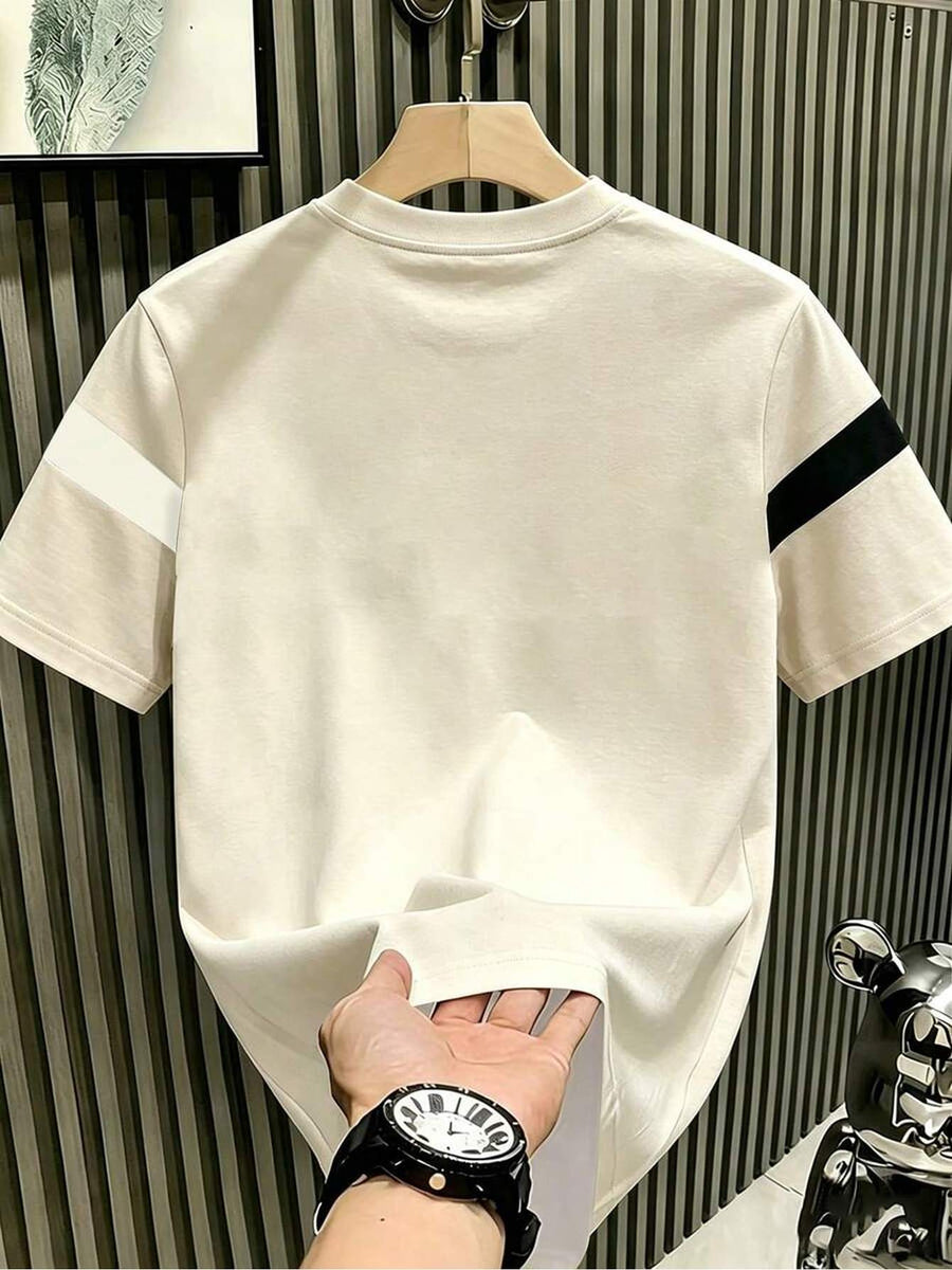 [Printed Design – Not Textured] Men's Summer Casual Color Block Patchwork T-shirt - Mixed Color 1