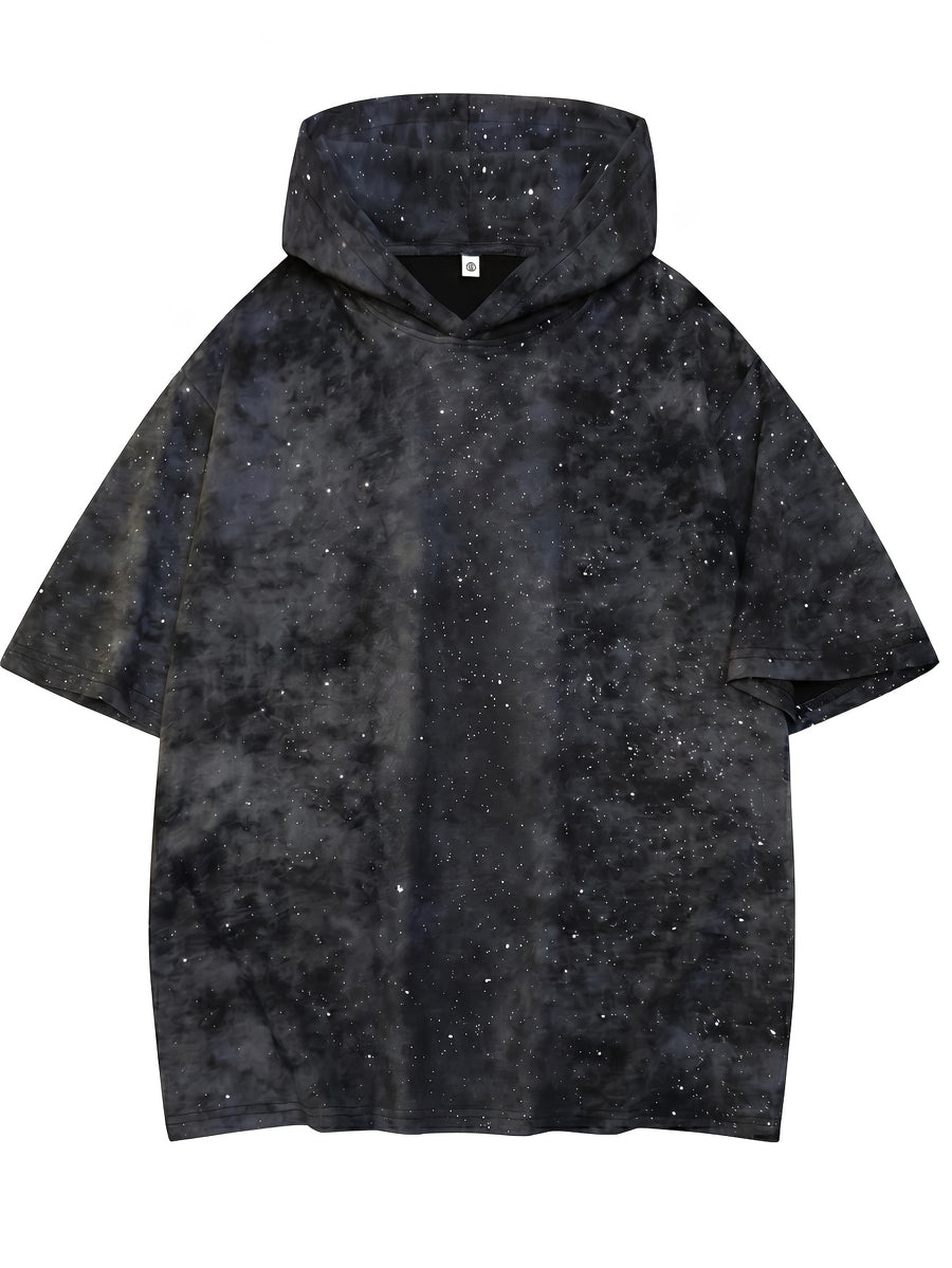Men's Summer Short-Sleeve T-Shirt and Sports Hoodie - Black