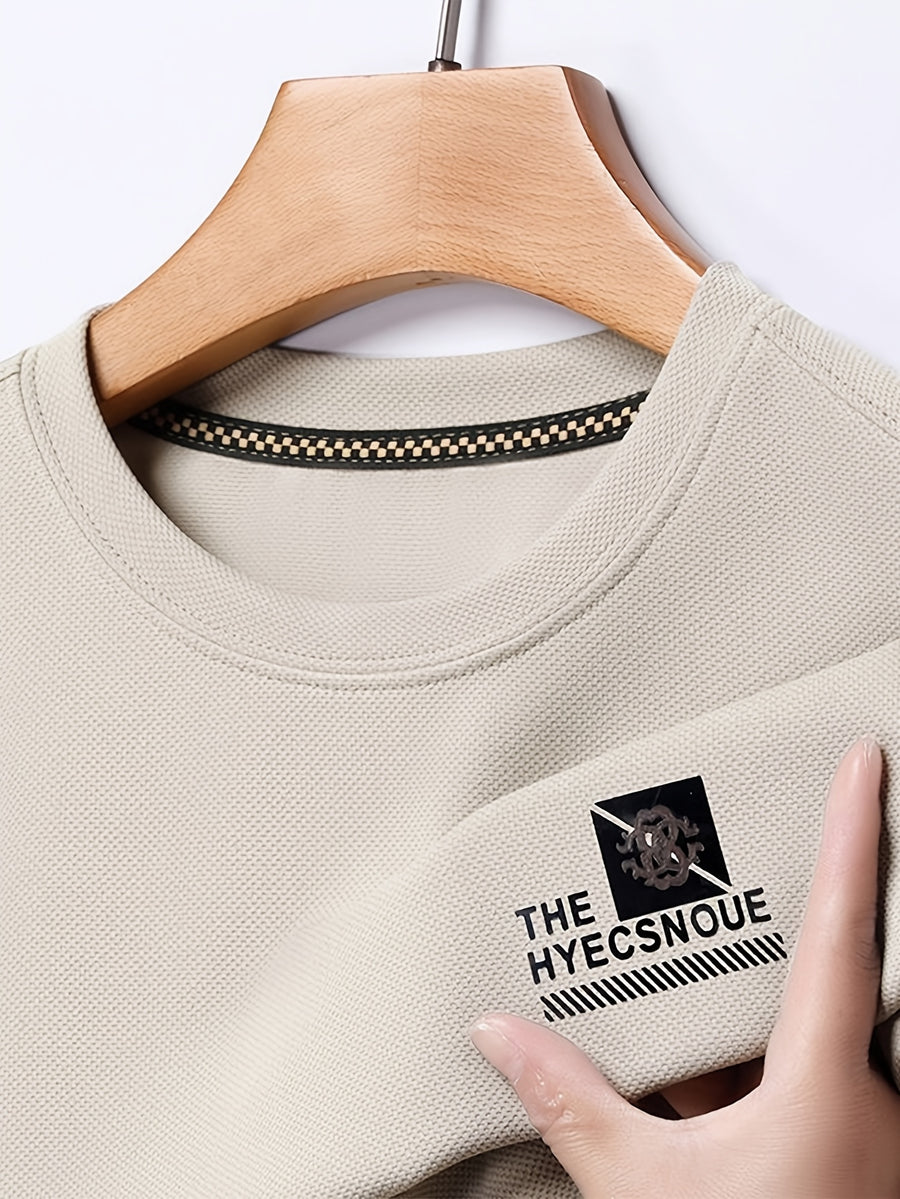 Minimalist Urban Crewneck Sweatshirt for Portable Daily Commuting - Beige Color