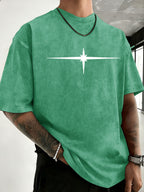 Unisex Vintage Distressed Positioning Print Pure Cotton Short-Sleeve T-Shirt, Breathable, Skin-Friendly, Comfortable, and Non-Stuffy. Suitable for Outdoor Leisure, Sports, and Daily Versatile Wear. Eye-Catching and Flattering on Everyone - Green