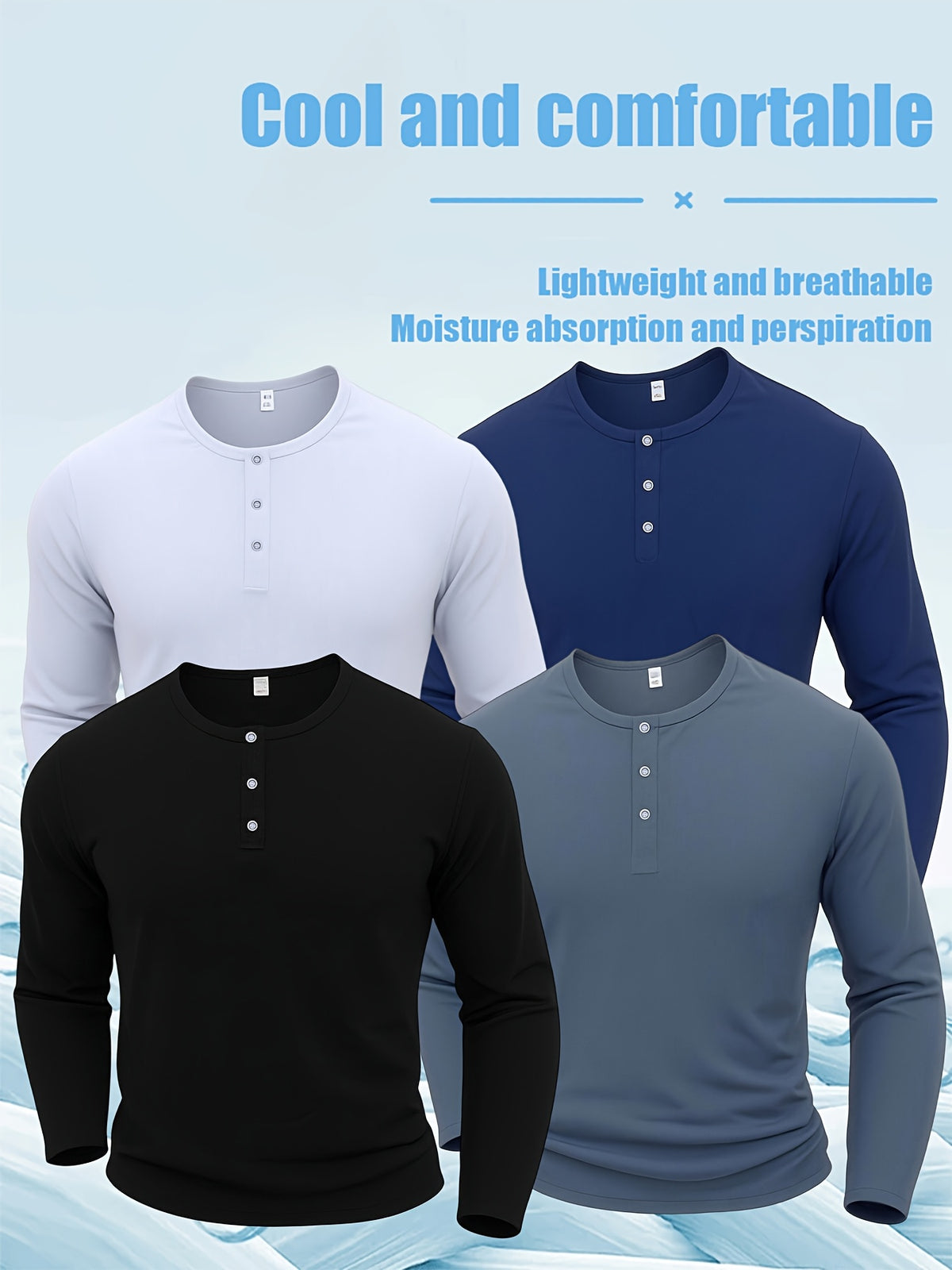 Men's Plus Size Solid Color Henley Shirt Button-Front Placket -Neck Collar - Lightweight Breathable Muscle-Line Suitable for Work, Gym & Daily Commuting, - Casual Button-Up Shirt for Men - White