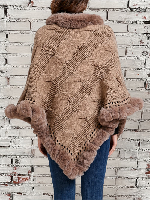 "Net Body Bust" A Single Elegant Women'S Solid Color Twisted Pullover with a Slightly Hollow Design, Made of 100%, Featuring a Faux, Thickened for Warmth, Stylish And Elegant in a European And American Style, Suitable for Autumn/Winter - Khaki