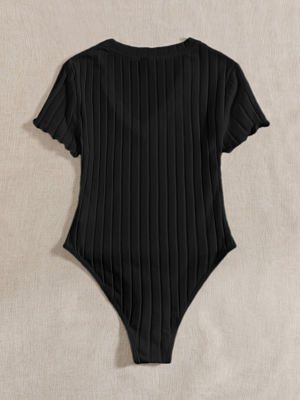 Lettuce Border Ribbed Bodycon Dress - Black
