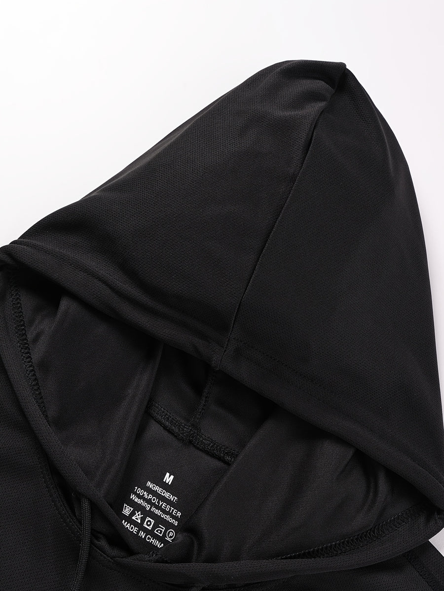 Men's Summer Fitness & Sports Casual Versatile Hooded Tank Top, Men's Casual Comfortable Breathable Hooded Tank Top T-Shirt - Black