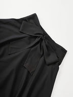 Women'S Bohemian Style Print Casual Easy Tie Bow Skirt - Black