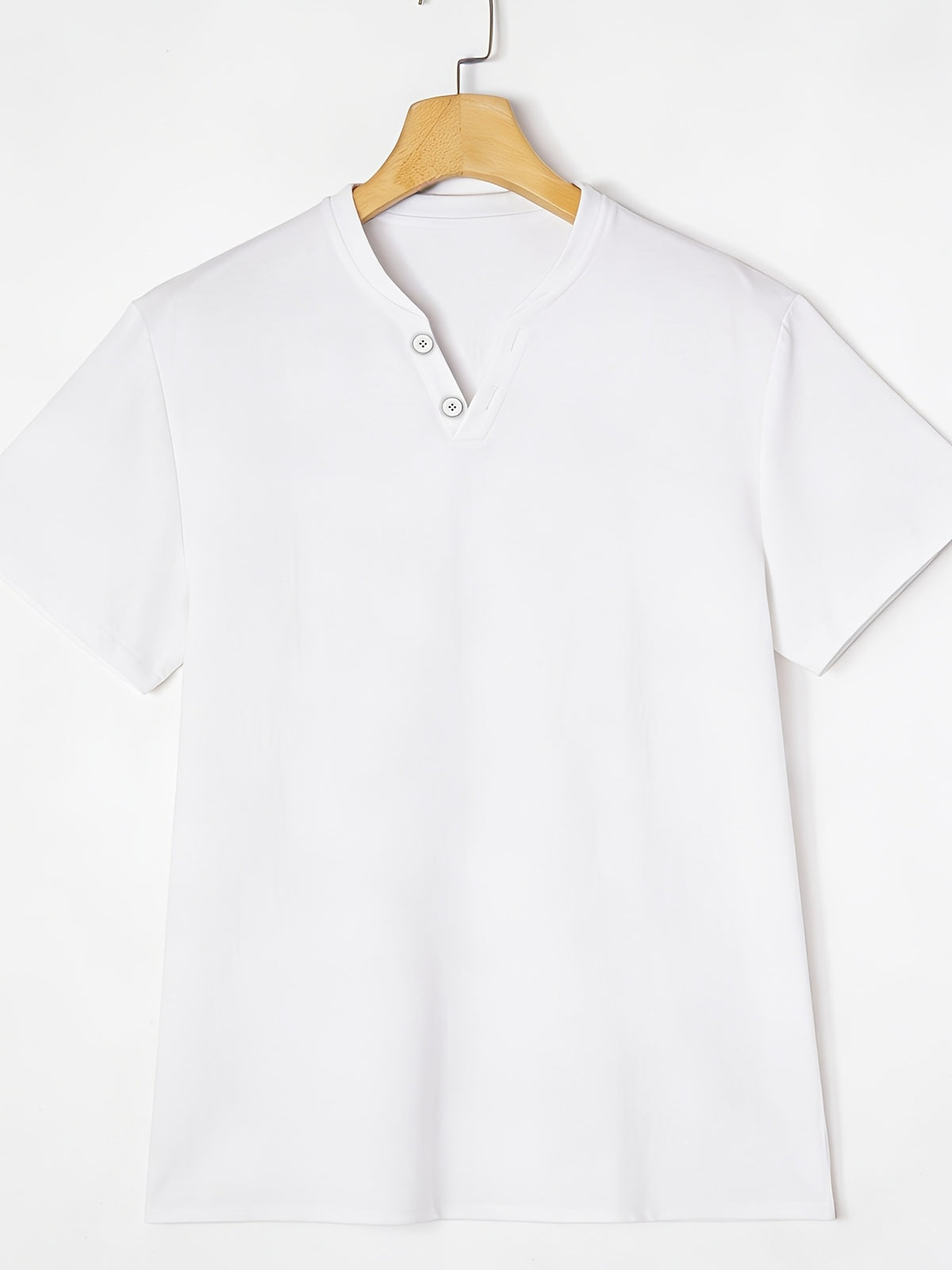 2pcs Set of New Men'S Linen V-Neck Henley Shirt, Summer Breathable Pleated V-Neck Short Sleeve, Beach Vacation Versatile Solid Color T-Shirt with Multi-Color Options - Black+Light White