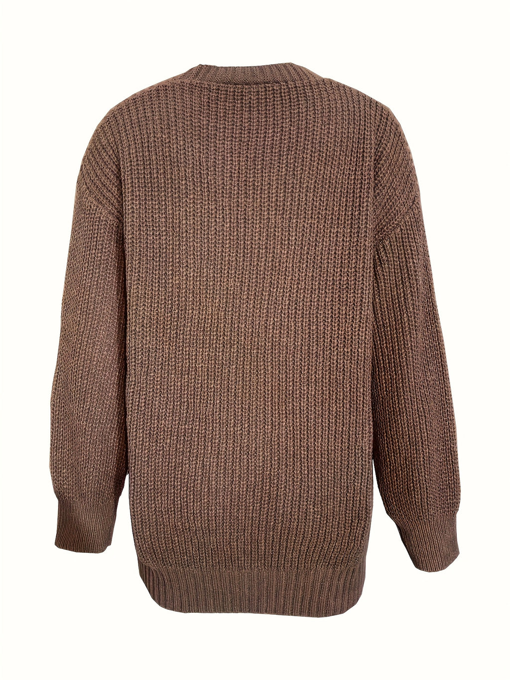Casual V-Neck Single-Button Sweater Women'S Autumn Winter Cardigan - 【Brown】