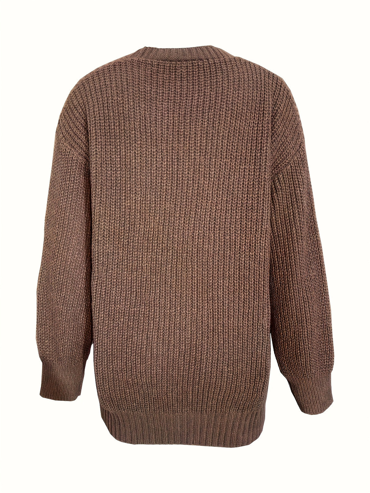 Casual V-Neck Single-Button Sweater Women'S Autumn Winter Cardigan - 【Brown】