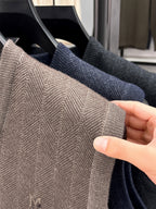 Autumn/Winter Knitted Solid Color V-Neck Sweater, Basic Knit Pullover, Men's Fashion Knit Sleeveless Vest, All Sizes S - Blue