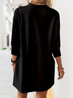 Women's Short Loose Autumn Winter Dress, Urban Fashion, Elegant Commute - Black