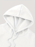 3pcs Urban Element Print Sweatshirt, Men's Casual Hooded Sweatshirt, Long-sleeve Pullover, Slight Stretch, Knitted Polyester Fabric, Regular Men's Hoodie - White
