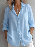 BK260503047 Women'S Solid Color Shirt, Easy to Dry And Soft Texture, Elegant And, Commute Layering Versatile Shirt - Sky Blue