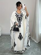 Casual Women's Middle Eastern Ethnic Print Loose Robe - Apricot