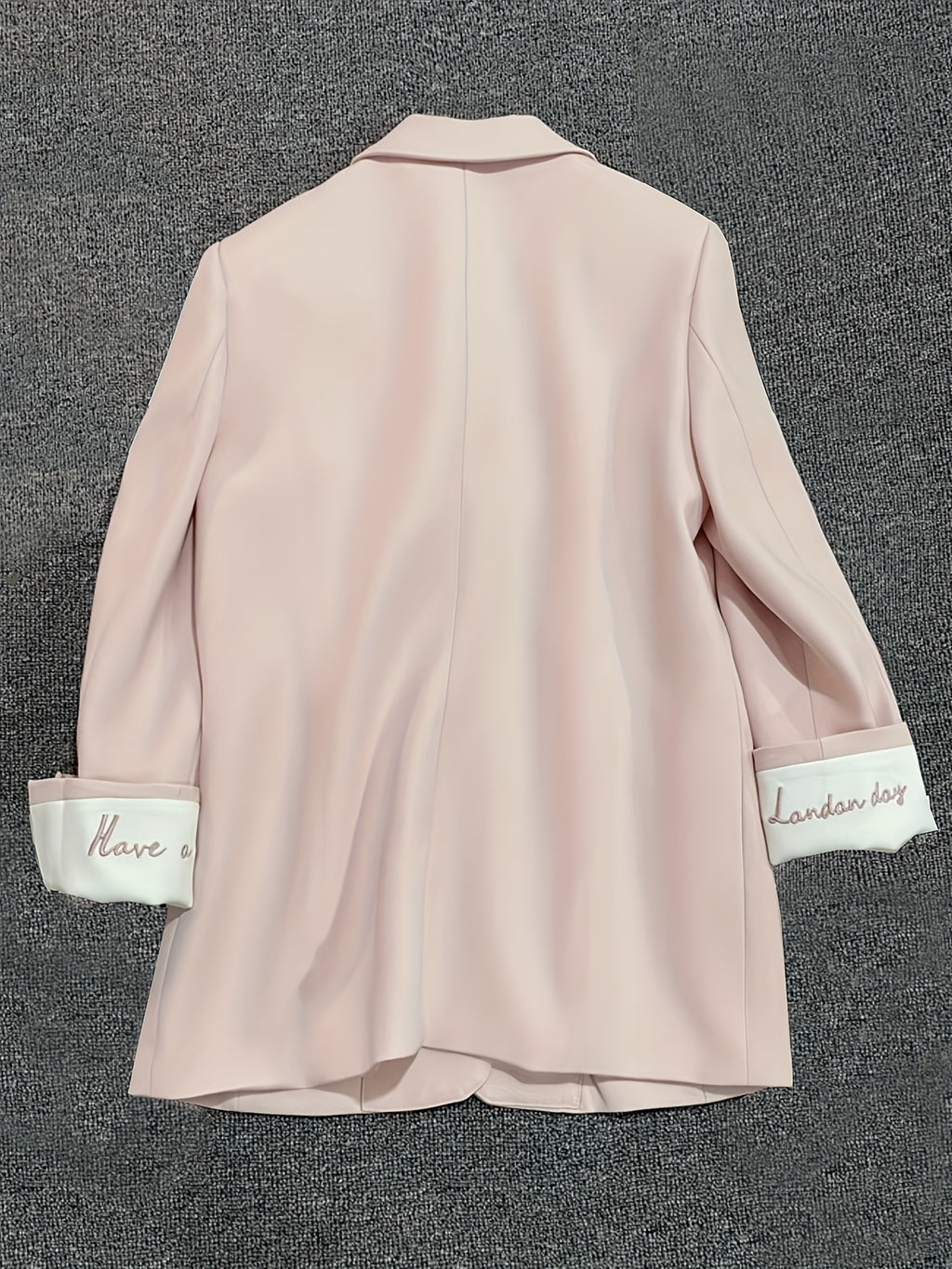 Solid Color Embroidered Blazer for Women, New Korean-Style Fashion for Spring And Autumn 2025, Trendy One-Button Small Suit - Pink Color