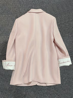 Solid Color Embroidered Blazer for Women, New Korean-Style Fashion for Spring And Autumn 2025, Trendy One-Button Small Suit - Pink Color