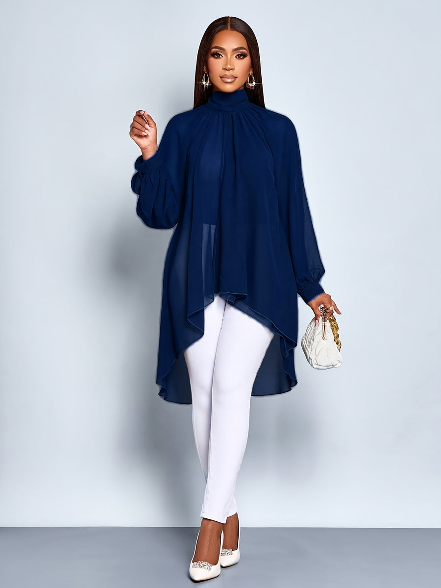Elegant Sexy Commuter Easy Autumn And Winter Women'S Shirt Teacher Clothing Outing Top Elegant Long Design Top Bottoms Women'S Autumn Clothing Women'S Winter Clothing Halloween Clothing Christmas New Year New Year Women'S Clothing - Royal Blue