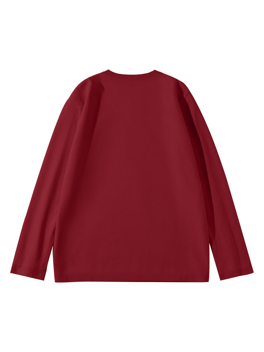 Mùshān Snow Selected Paul Frank Pure Breathable Spring And Autumn Men'S Long Sleeve T-Shirt - Burgundy color