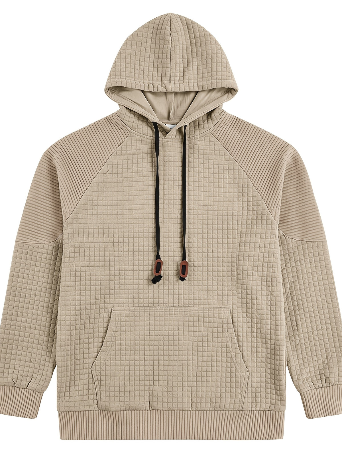 Maqiqi OBM Men's New Autumn/Winter Solid Color Warm and Comfortable Hooded Sweatshirt, Stylish and Versatile for Daily Casual, Work, Commuting, and Outdoor Activities - Khaki