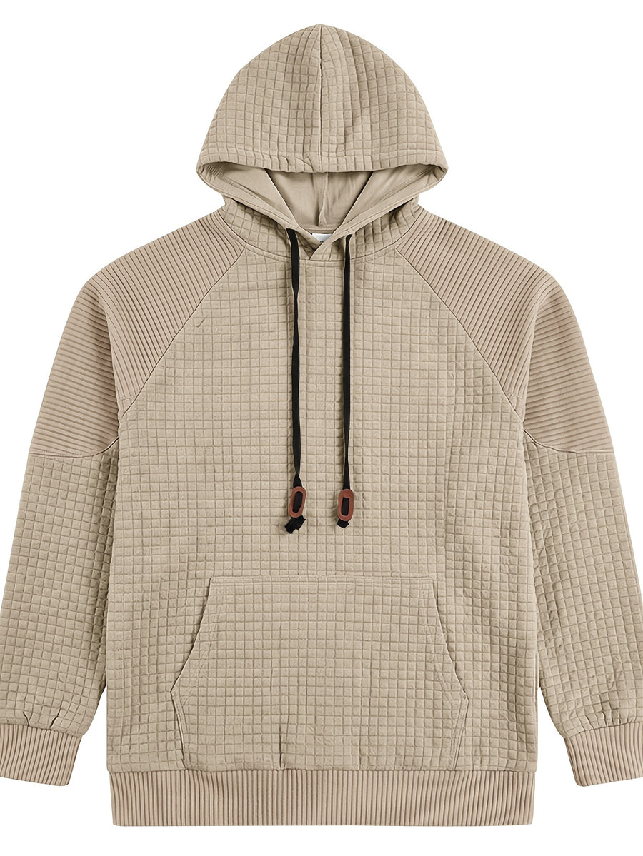 Maqiqi OBM Men's New Autumn/Winter Solid Color Warm and Comfortable Hooded Sweatshirt, Stylish and Versatile for Daily Casual, Work, Commuting, and Outdoor Activities - Khaki
