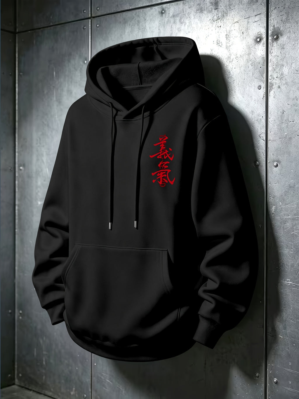 Men'S Autumn Winter Letter Print Hooded Sweatshirt, Versatile Sport Casual Loose Hoodie - Black