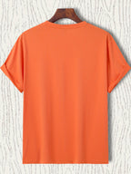 Sunny Energetic Orange Spiral Pattern Short Sleeve T-Shirt, Fresh And Fashionable, Suitable for Outdoor Activities And Daily Wear - Orange