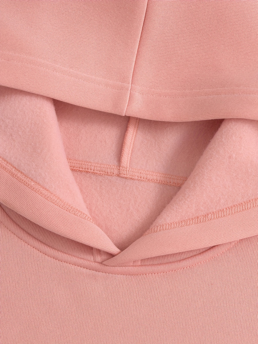 D92 - Loose Fit Hooded Sweatshirt, Fashionable and Versatile "Patience" Letter Graphic Print Hoodie, Spring and Autumn, Women's Apparel L16284 - Pink Color