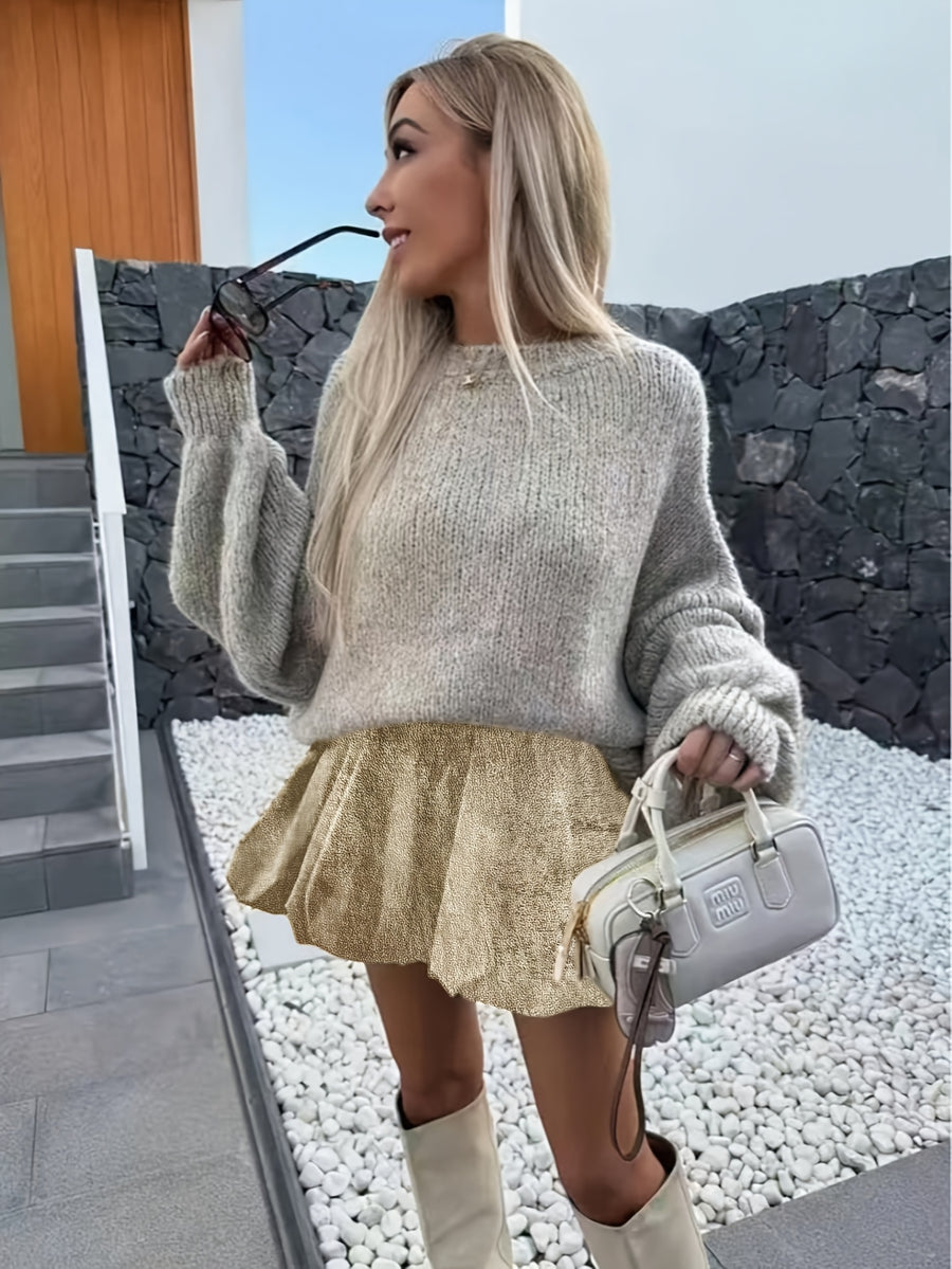 Solid Color Elastic Waist Fashion Bud Skirt - Golden