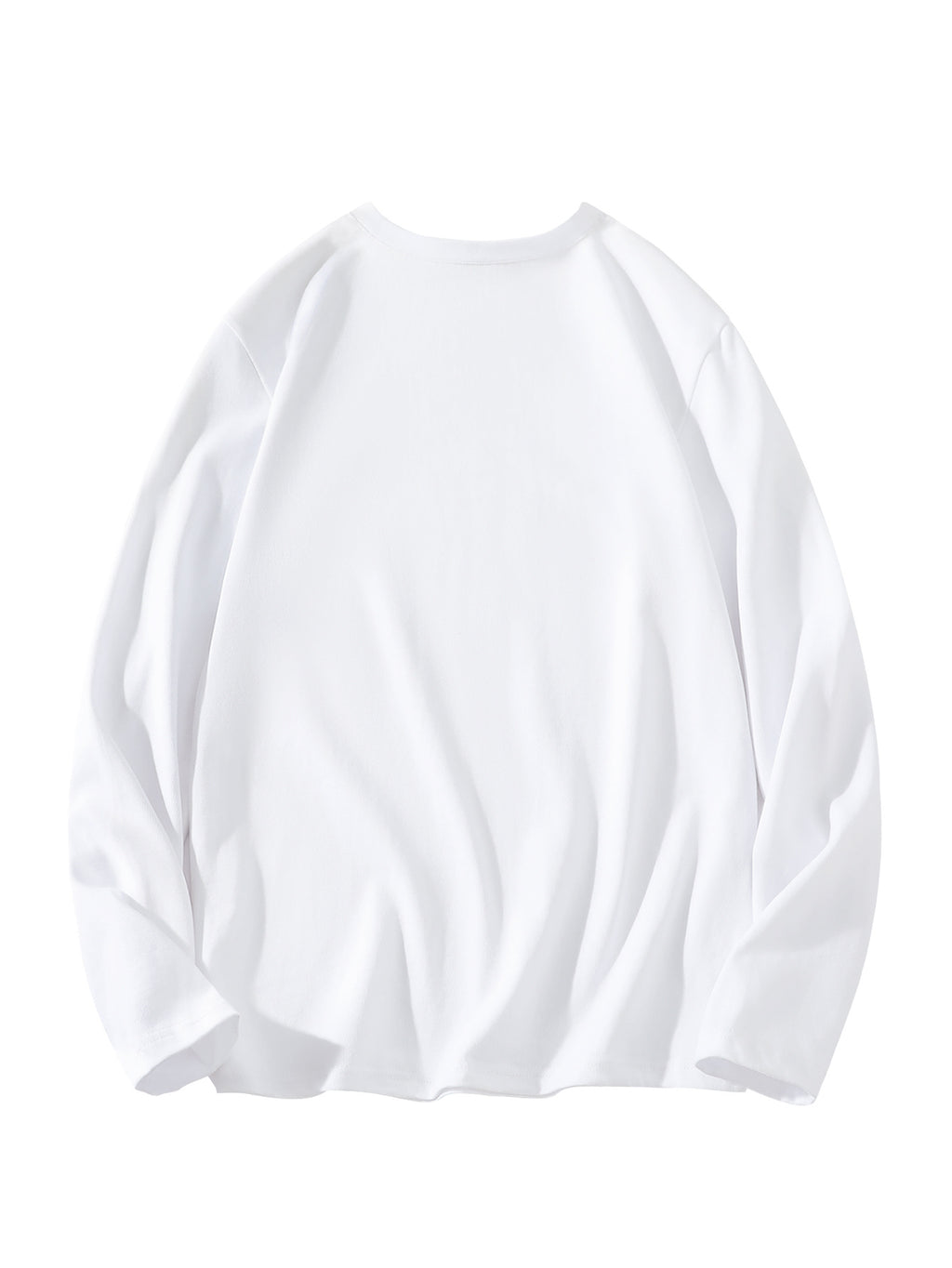 JEEP Men's Pure Long-Sleeve T-Shirt, 210g, Crew Neck, Solid Color, Wear-Resistant, Breathable, for Spring/Autumn Casual and Sports as a Base Layer Top - White