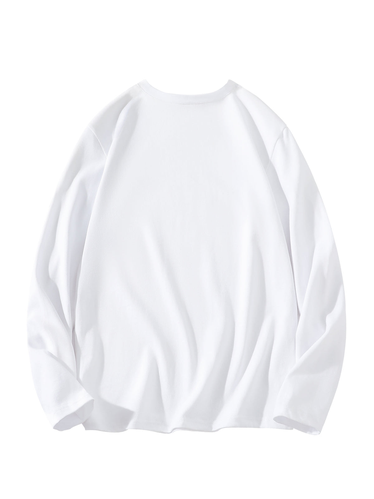 JEEP Men's Pure Long-Sleeve T-Shirt, 210g, Crew Neck, Solid Color, Wear-Resistant, Breathable, for Spring/Autumn Casual and Sports as a Base Layer Top - White