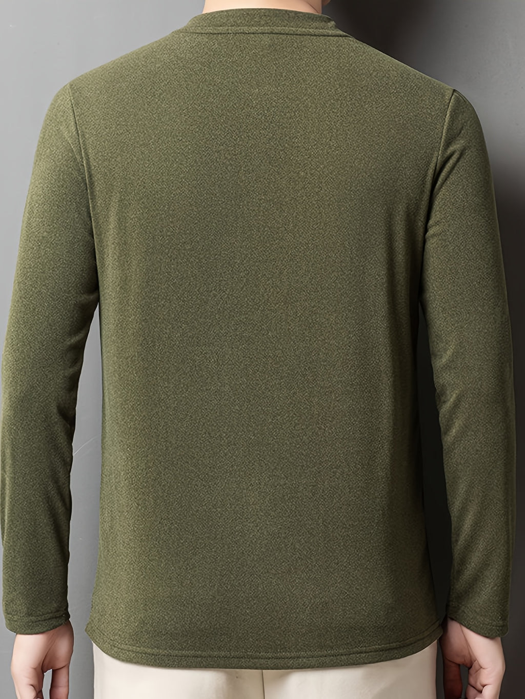 Men's Henley Neck Long Sleeve Base Layer Shirt, Slim Fit but Not Tight, Suitable for Middle-Aged Men, with a Light Business-Casual Vibe. -SINBOS - Green