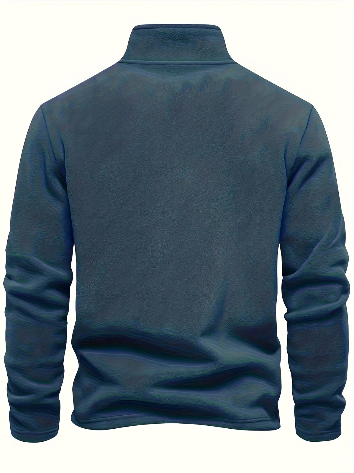 Autumn Winter Men'S Fleece Thickened Henley Stand-Up Collar Sweatshirt 1/4 Zip Warm Top Double-Faced Fleece Jacket, New Season - Sea Blue
