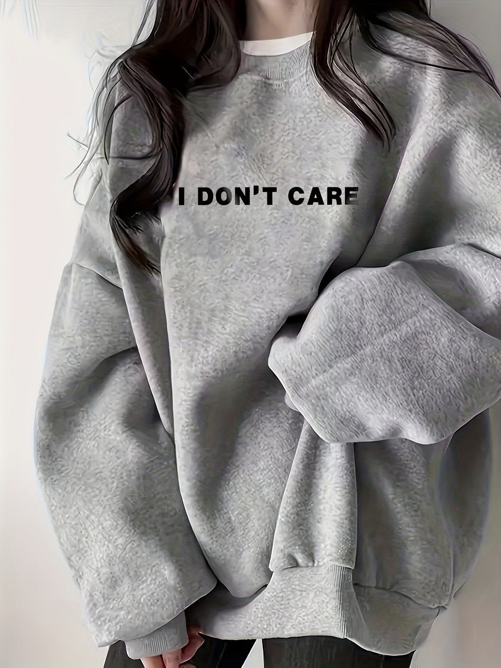 Lazy Style Loose Fit Oversized Minimalist Niche Long Sleeve Fashion Casual Top - 1.5 Gray