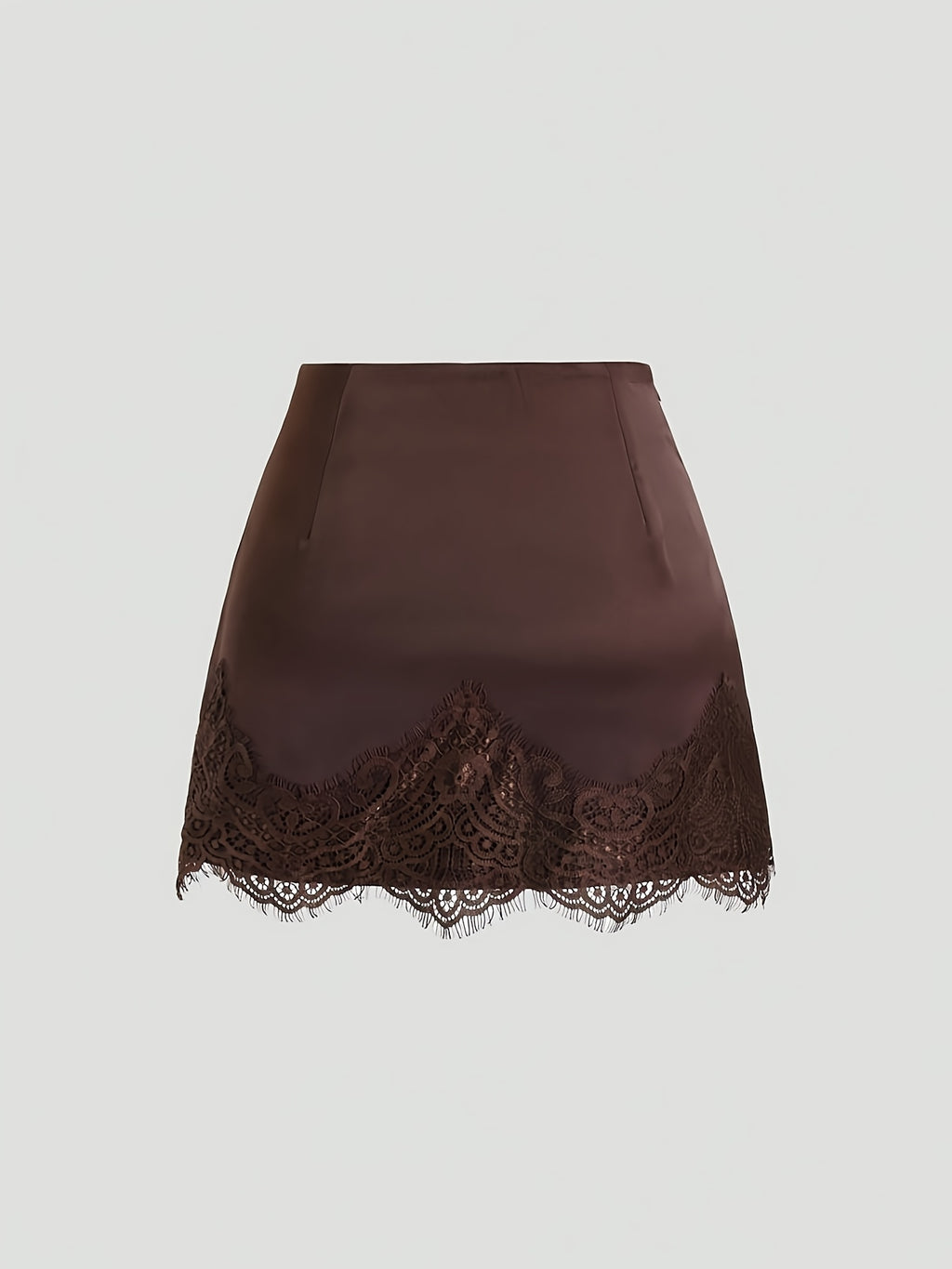 Vintage Satin Casual Chic Skirt for Women - Dark Brown