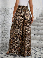 Women's Casual Elastic Waistband Printed Wide-Leg Pants - Mixed colors