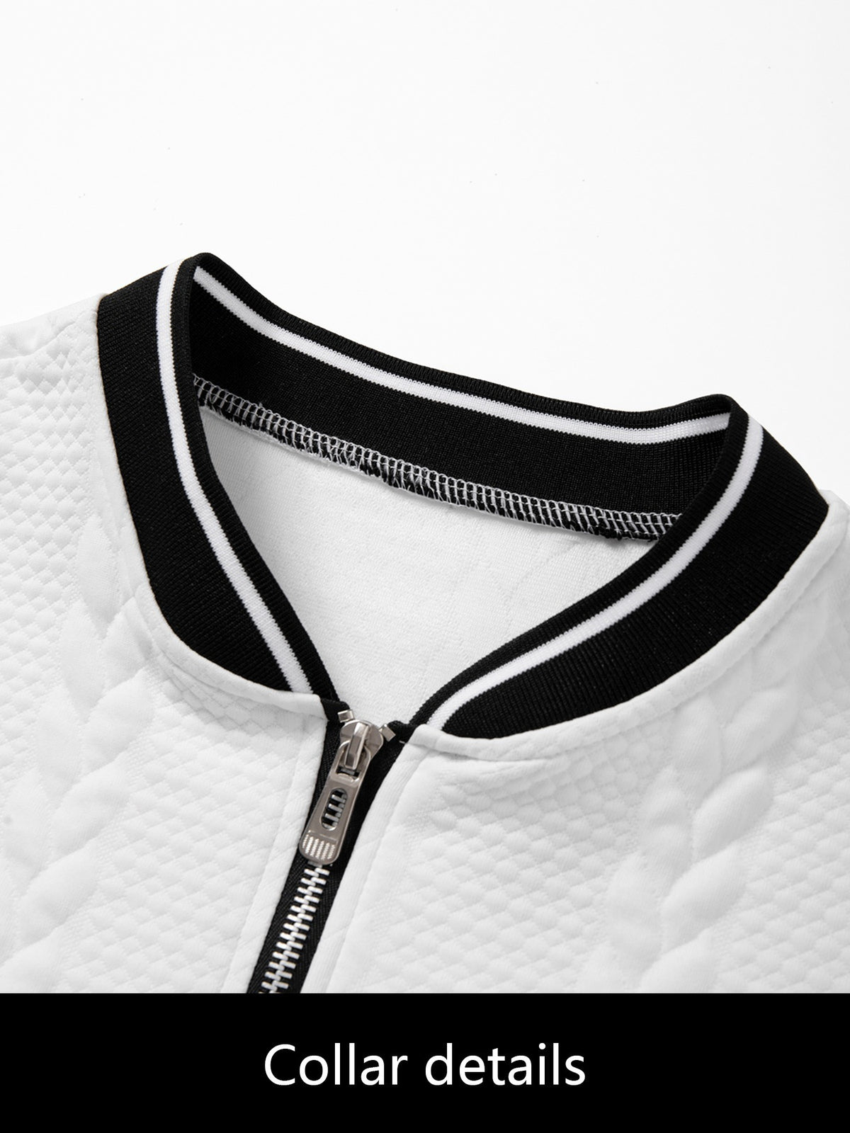 5pcs Men'S 3D Textured Half-Zip Polo Shirt, Black And White Contrast Striped Collar Breathable Casual T-Shirt, Trendy Textured Polo with Contrast Trimmed Collar And Cuffs, Full-Zip Front Design, Hiking Outdoor Sports Camping Daily Casual Wear - Book White + Black + Light Gray + Light Gray + Khaki